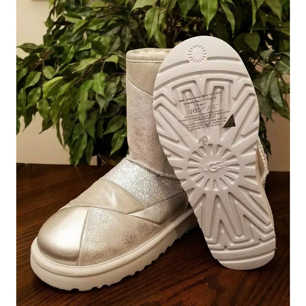 Ugg Womens Classic Patchwork Glitter Silver Spark… - image 4